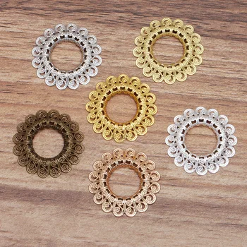 

50pcs 30mm Brass Sheet Filigree Flowers Slice Garland Connectors Charms DIY Handmade Accessories For Jewelry Making