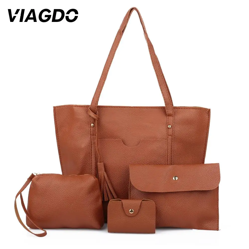 

Shoulder Bag Tote Bag Female Receive Small Change Travel Bags Accessories PU 4 Pcs/Set Fashion Casual Beauty High Capacity