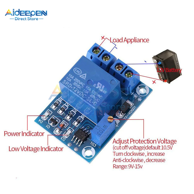 Undervoltage Controller 12V Battery Low Voltage Cut off Automatic Switch On Protection Undervoltage Controller 12V Battery Low Voltage Cut off Automatic Switch On Protection