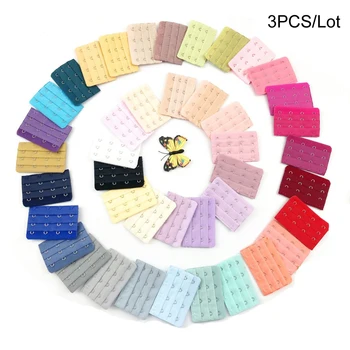 

3PCS Bra Extenders Ladies Lingerie Strap Extender 4 Hooks 3 Rows Soft Replacement Bra Extender 27 Colors