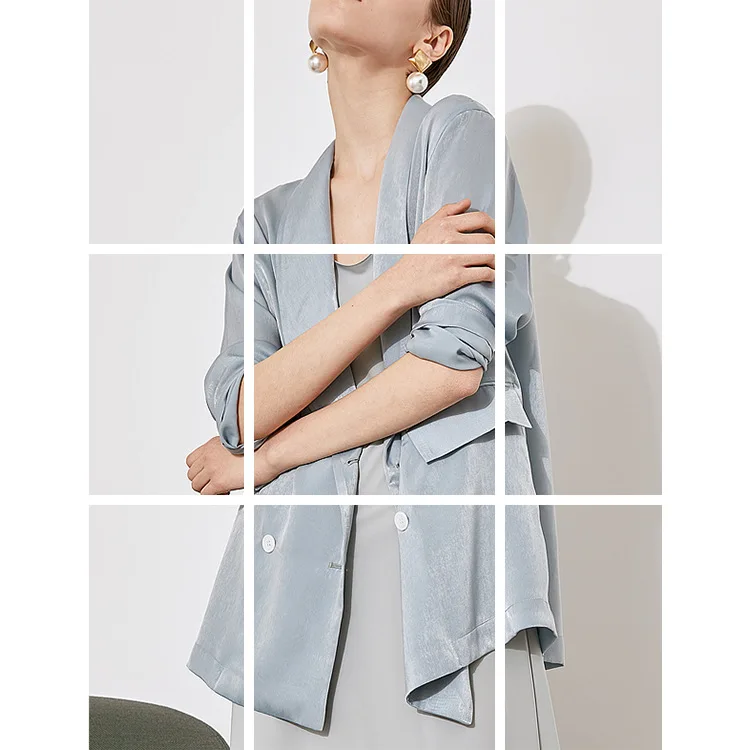 

Micro for Blue si guang duan Surface Suit Sun-resistant Design Short-height Thin Small Suit Coat Women's