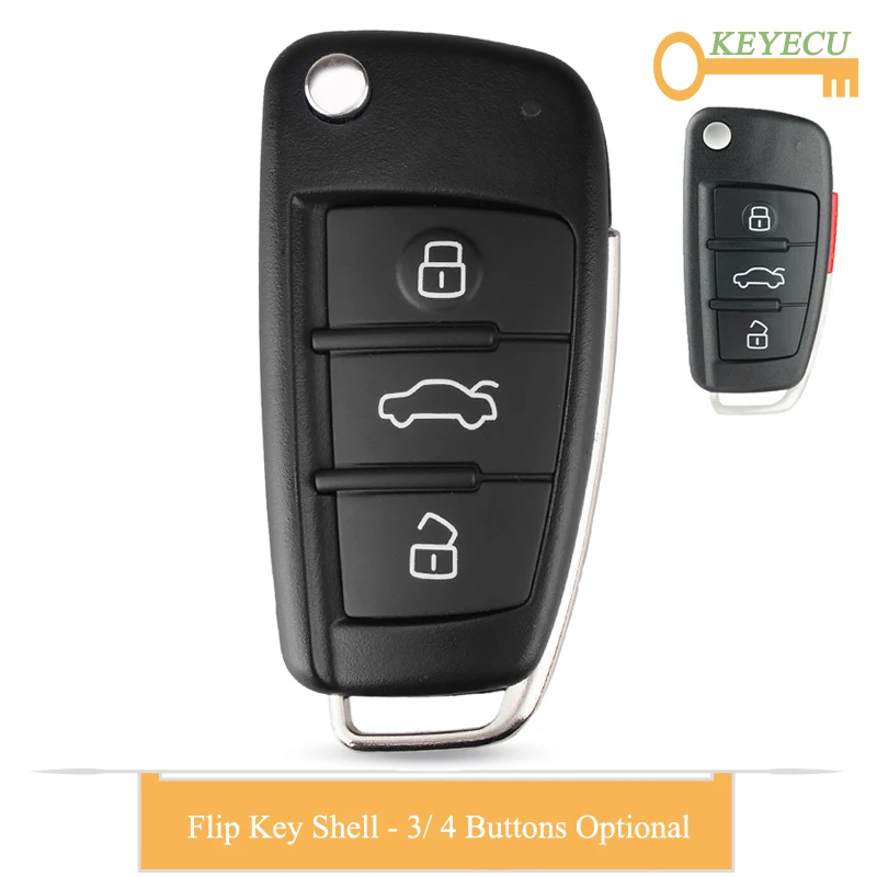 Откидной Чехол KEYECU для Audi A2 A3 A4 A6 A6L A8 Q7 TT Q5 R8 S3 S4 S5 S6 S8 с 3/ 3 + 1/4 кнопками|Ключ от авто| |