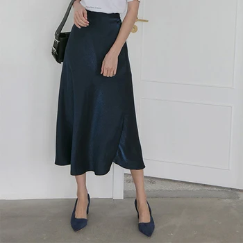 

Spring women's skirt casual solid color high waist skirt