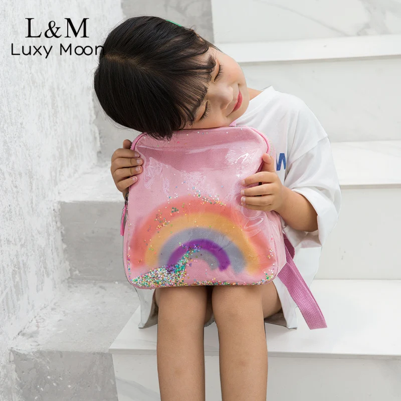 Kindergarten-Bags Backpack Schoolbag Rainbow Sweet Kids Children Cute Small PVC XA861H