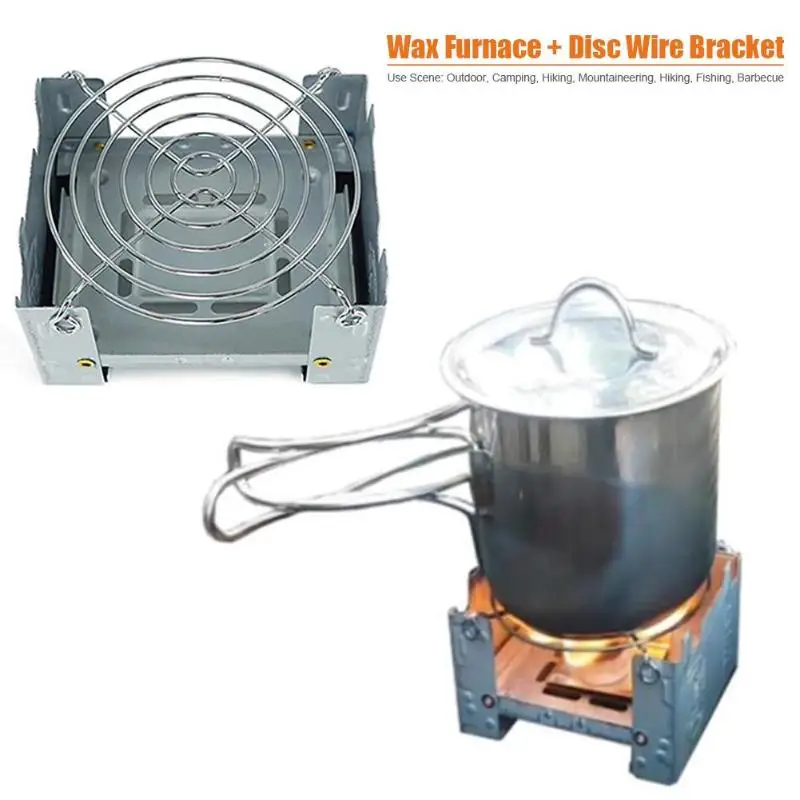 Outdoor Camping Foldable Wax Furnace with Stainless Steel Disc Wire Bracket 