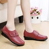 Women Genuine Leather Moccasins Mom Hook and Loop Wedge Shoes Female Plus Size 42/43 Flat Loafers Women's Non-slip Shoes Autumn ► Photo 2/6
