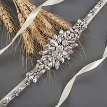 TRiXY S352, кристаллы, стразы, Свадебный ремень, тонкий, для невесты, пояс, кристалл, для невесты, длинный, узкий, свадебное платье, аксессуары, 1 см