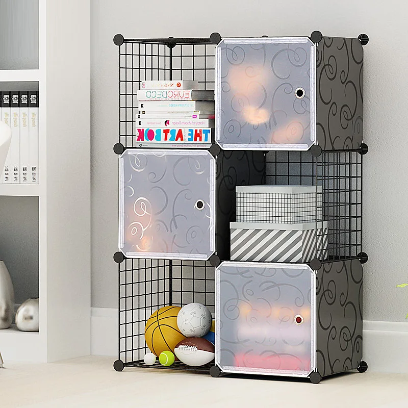 

Creative Household Products Storage Cabinet Wire Mesh Simplicity Storage Bookcase Living Room Library Plastic Storage Cabinet
