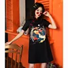 Traditional Chinese Hanfu Qi Pao Women Retro Cheongsam Girl Japanese Harajuku Style Vintage Carp Crane Printed Party Qipao Dress ► Photo 2/6