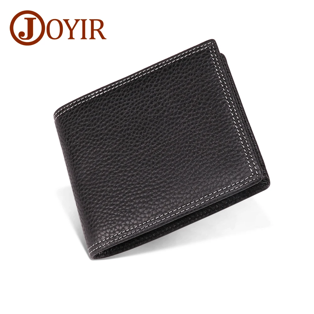 JOYIR мужские кошельки RFID Корова Натуральная кожа кошелек для мужчин s сумка для денег держатель карты Кошелек короткий Мужской Кожаный клатч-портмоне Carteira - Цвет: black