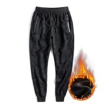 8XL зимние толстые флисовые мужские тренировочные брюки Термо молния карман свободные спортивные штаны повседневные штаны для пробежек тренировки спортивные брюки