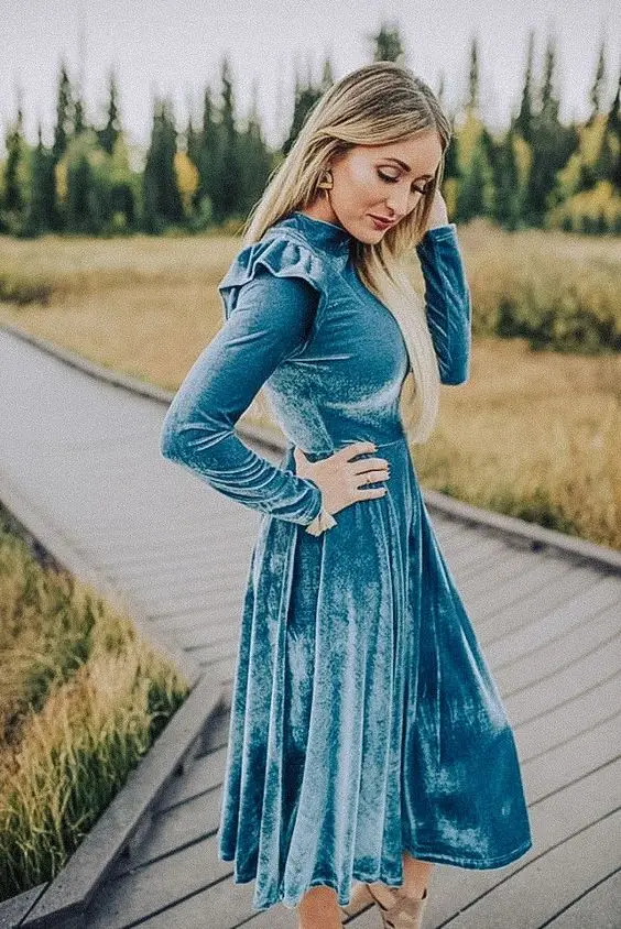 Осеннее плотное платье для мамы и дочки платья с длинными рукавами для мамы и меня одинаковые комплекты для семьи платье для мамы и ребенка - Цвет: WT-Blue