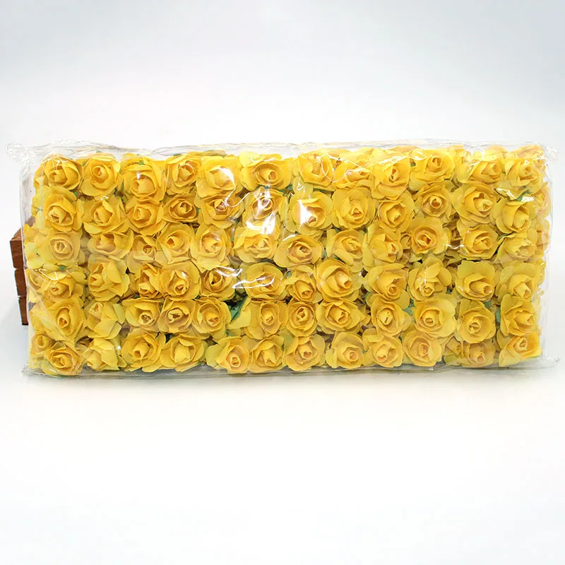 144 шт/много 1,5 см искусственные маленькие бумажные розы ручной работы вечерние принадлежности Свадебные Автомобильные украшения искусственные цветы - Цвет: 14