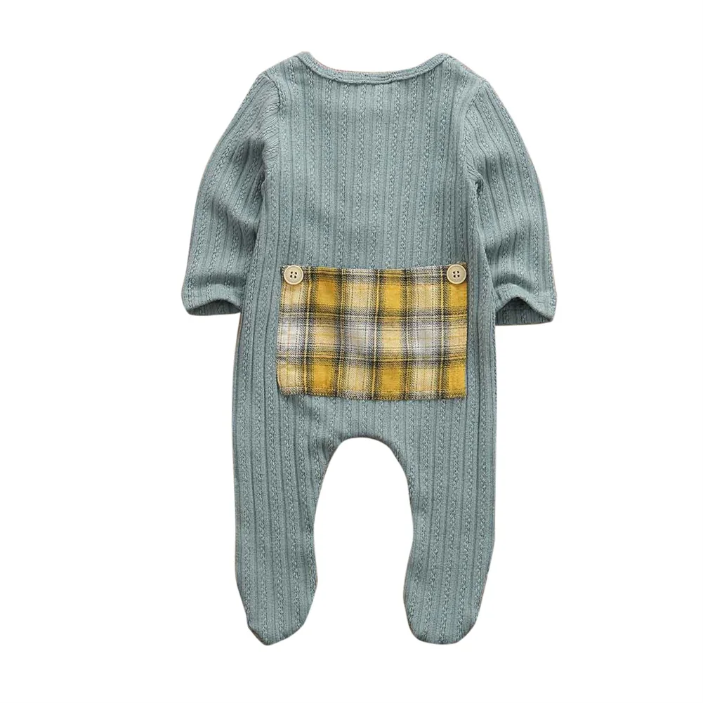 Весенне-осенняя одежда для малышей; хлопковая одежда для новорожденных; одежда для маленьких мальчиков и девочек; комбинезон с длинными рукавами и карманами; одежда