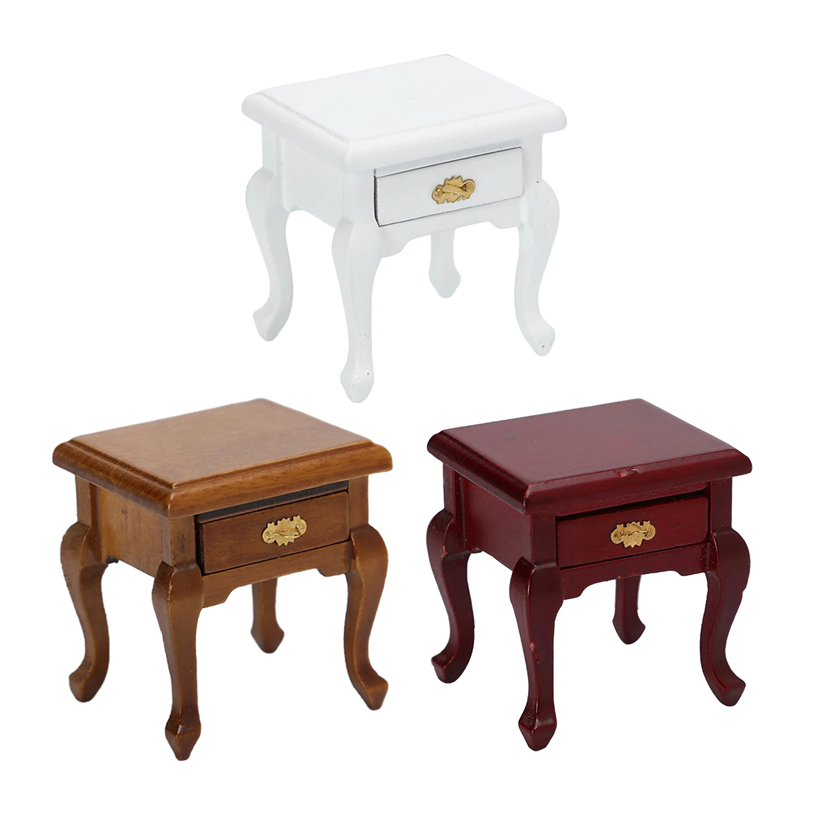 1/12 Wooden Dollhouse Miniature Bedroom Cabinet Bedside Table Night Stand Living Room Furniture Accessories