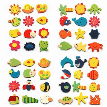 12pcs/lot Colorful Wooden Animal Cartoon Fridge Stickers Kids Toys Refrigerator Magnet for Children Baby Education Toy Gift 1