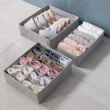 

Foldable 3 Pack Drawer Organizers Storage Box For Bra Ties Underwear Socks Divider Closet Organizer Storage Box