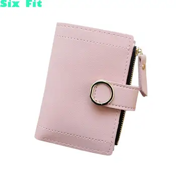

2021 Women Leather Small Wallet Card Holder Elegant Solid Color Short Lovely Purse Zip Coin Purses Clutch Handbag Coin Purse Sac