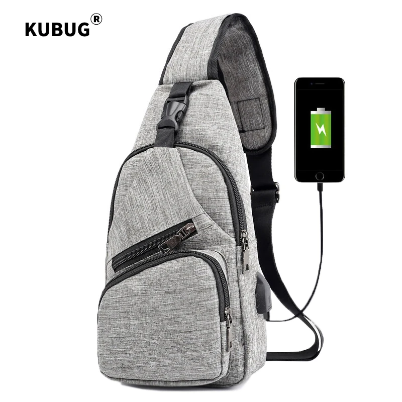 KUBUG Противоугонная нагрудная сумка Мужская модная через плечо с usb зарядкой