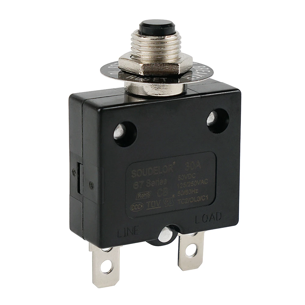 30AMP кнопочный выключатель Черный ток переключатель защиты от перегрузки аксессуары 125VAC/250VAC/50VDC 50-60Hz