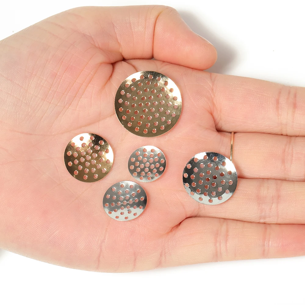 50pcs Brooch Base Brooches Bouquet Beading Back Holes Pad Cabochon Bezel Round Blank Tray Setting Beads DIY Jewelry Supplier