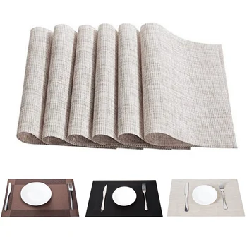 

Pack of 6 Placemats PVC Waterproof Heat Resistant Table Dining Table Placemat Mat Non-slip Placemat for Dining Table