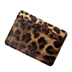Leopard Pattern Leather Slim Card Wallet with Zipper - Unisex Coin Purse and Credit Card Holder, Ideal Gift (Style2 leopard)