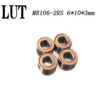 

High-quality 10pcs ABEC-3 MR106-2RS MR106RS MR106 2RS MR106 RS 6X10X3 mm Rubber Orange sealed Miniature Deep groove ball bearing