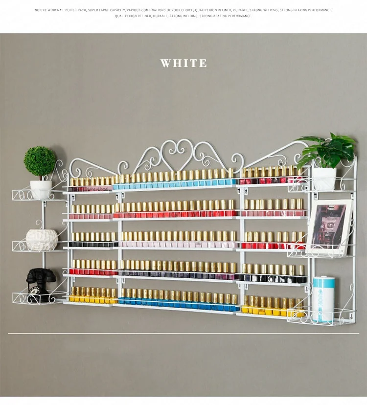 Organizador de esmalte de uñas dorado en forma de diamante, estante de  almacenamiento de esmalte de uñas colgante de pared, estante de cosméticos,  estante de exhibición de esmalte de uñas