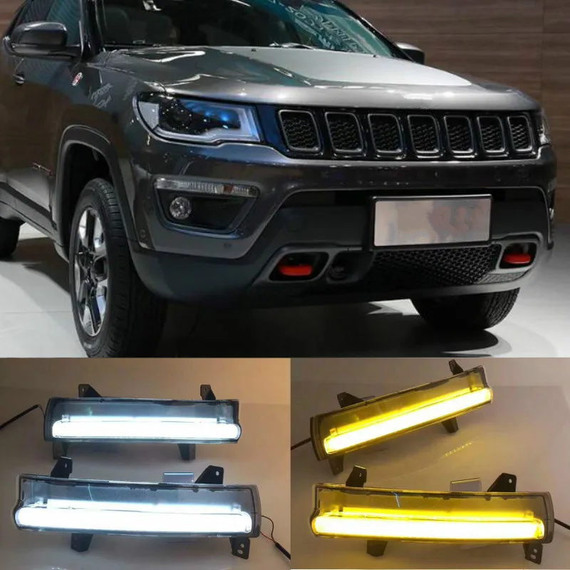 1 Pair For Jeep Compass 2017 2018 2019 LED DRL Daytime Running Light