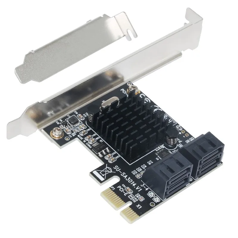 thumbnail image 1 of Tarjetas complementarias BTBcoin PCI-E/PCIE SATA 3 PCI Express SATA Controlador Adaptador de concentrador de tarjeta PCIE a SATA 3.0 Chip 88SE9215 para SSD y HDD, 1 of 4