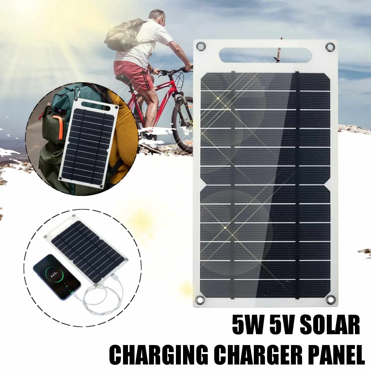 

6V 10W 1.5A Portable Monocrystalline Solar Panel Slim & Light USB Charger Charging Power Bank Pad