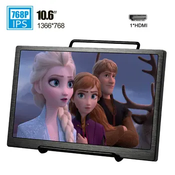 

New 10.6 inch portable monitor display IPS screen 60HZ with Dual speakers Metal bracket Mini HDMI for PS4 slim pro Xbox one NS