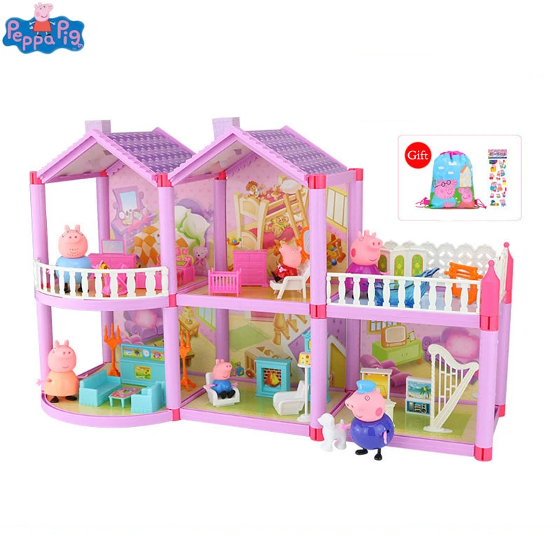 Подлинный Свинка Пеппа DIY игрушка кукольный дом Праздничная вилла модель экшн фигурка Аниме Куклы Фигурки игрушки для детей подарки на день рождения P10