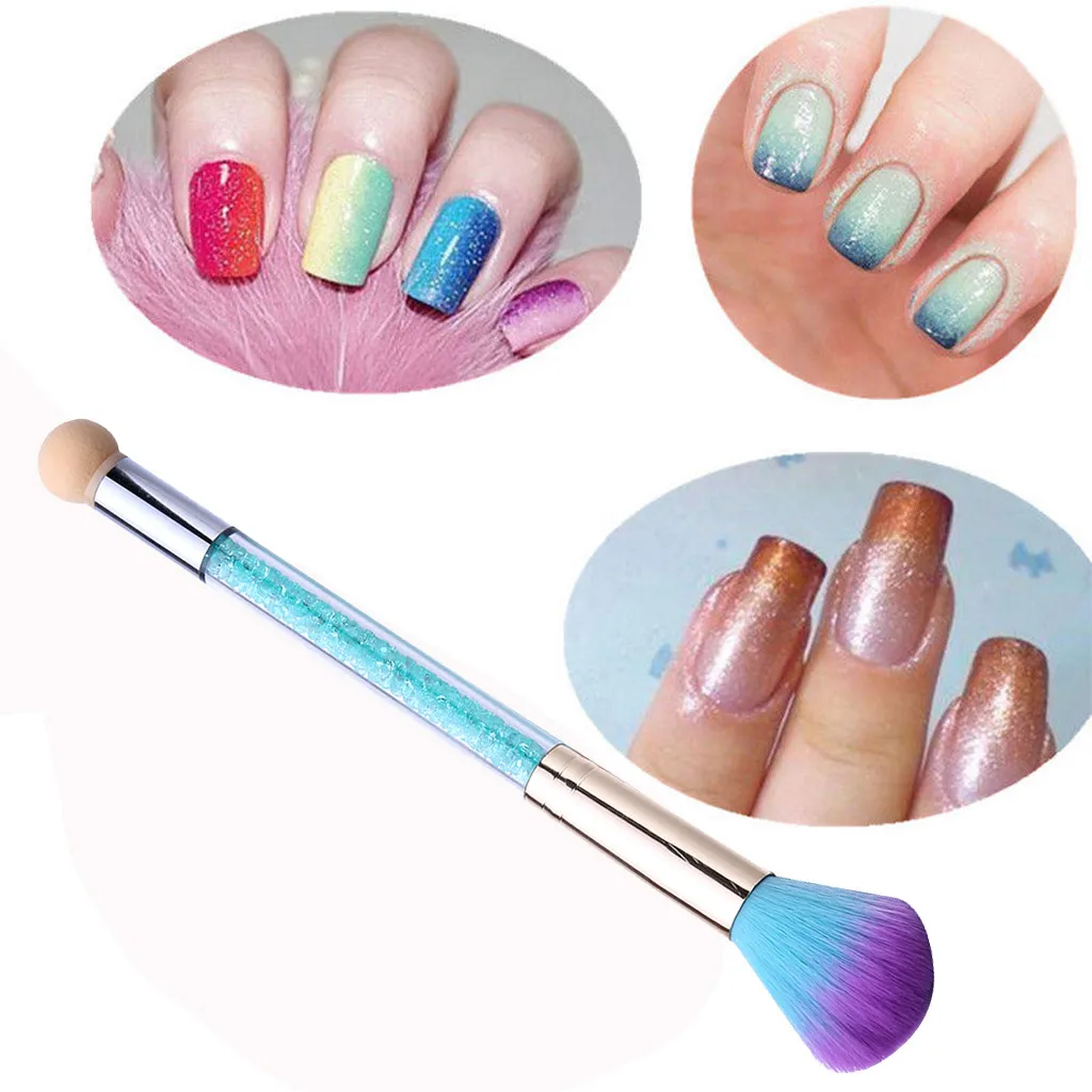 1pc Double Headnail Brush Sponge Gradient Pen Glitter Powder Nail Art Tools Кисти Для Маникюра Nail Brush Для Маникюра