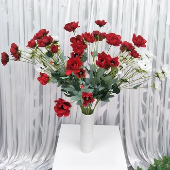 

88cm Real Touch Artificial Anemone Silk Simulation Flower Wedding Hand Holding Fake Bouquet Home Party Garden Hotel Decoration