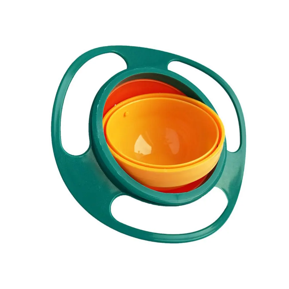 green Детская игрушка для кормления, миска, миска, вращающаяся, технология 360, забавный подарок, аксессуары для детей, обучающая посуда, безопасная и надежная - Цвет: green
