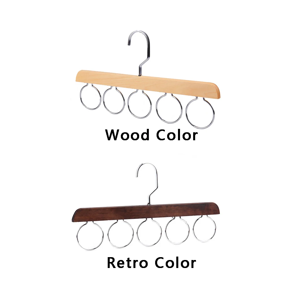 Дорожные галстуки, ремни, органайзер для шкафа, 5 кругов, экономия пространства, шаль, домашняя вращающаяся вешалка для шарфов, многофункциональная, для спальни, для хранения дерева