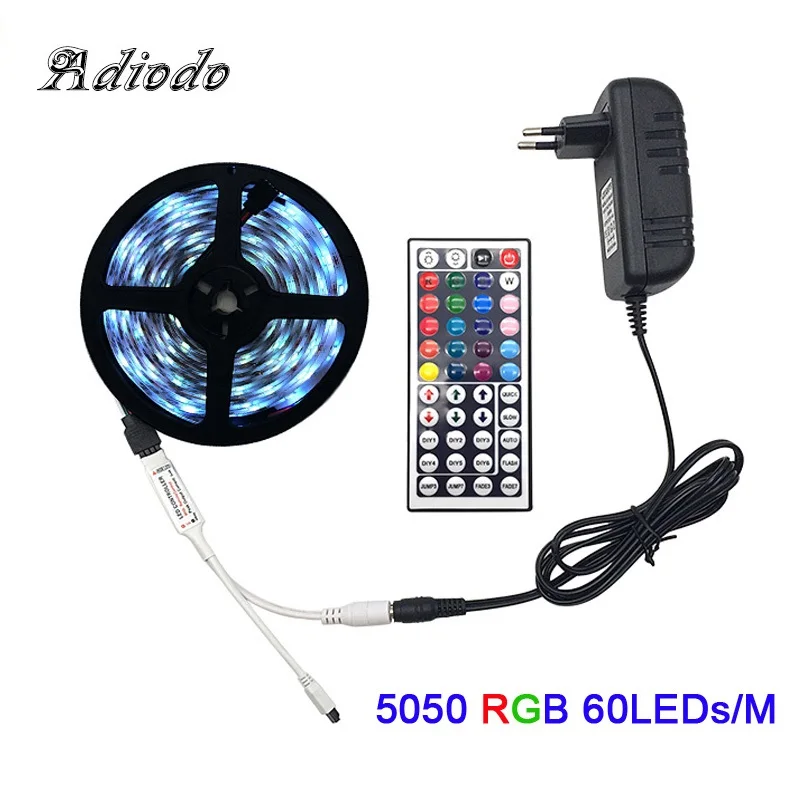 cheap 12V Led Strip SMD 2835 5050 RGB Light Flexible Decor Lighting with 24 44 keys Remote Controller