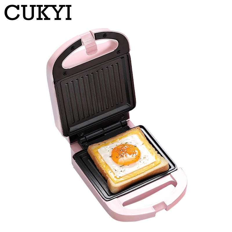 CUKYI 650W Household Double-sided Heating Sandwich Maker Electric Breakfast Machine Waffle Maker Egg Cake Oven Mini Toaster 220V 3