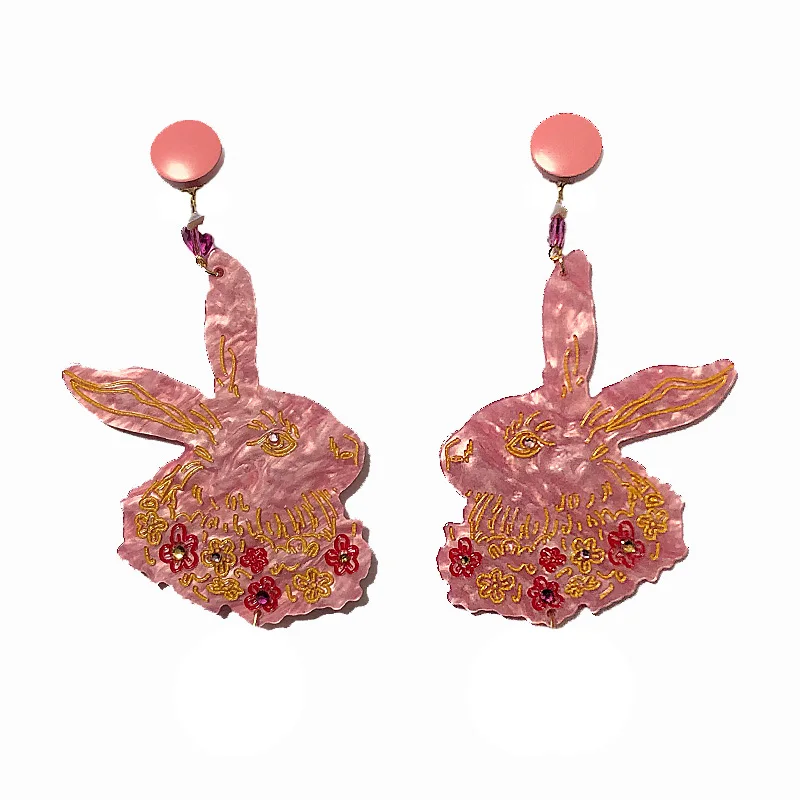 

Acrylic rabbit Earrings Mr. Funny bunny Earrings Women stud earring Jewelry