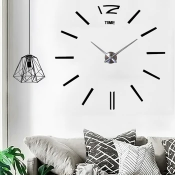 

Modern Design 3D DIY Large Wall-Clock Sticker Design Decorative for Living Room Acrylic Mirror Wall Clock Home Office Decoration