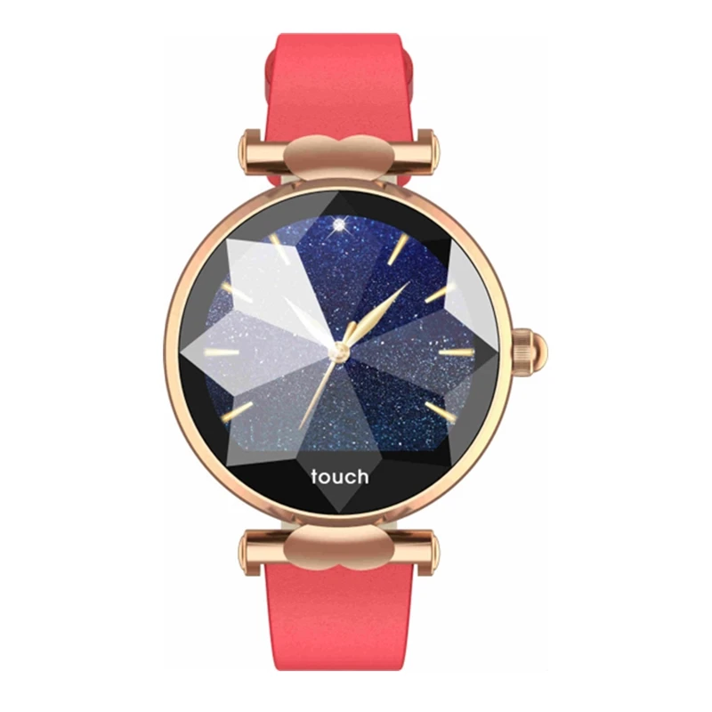 Leather Strap Red Женская мода B80 Smart Watch Фитнес Артериальное давление Монитор сердечного ритма Активность Отслеживание Упражнение Шагомер информации Push Smart Браслет Diamond Cut Surface - Цвет: Leather Strap Red