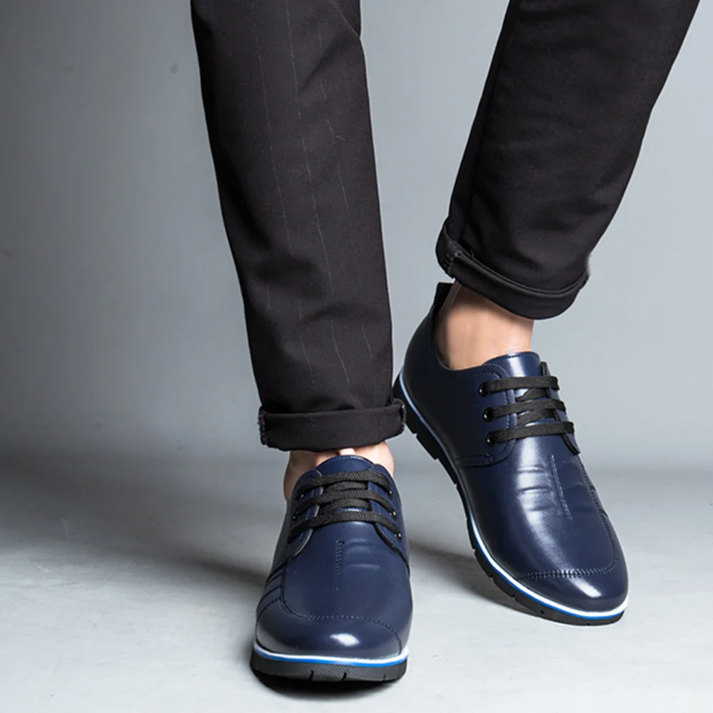

British Comfy Basic Microfiber Leather Outdoor Casual Fashion Spring Autumn Business Driving Lace Up Breathable Men Shoes Soft