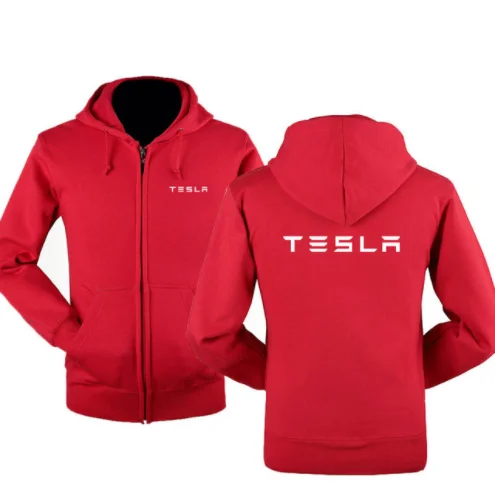 Зимняя мужская толстовка с капюшоном с логотипом Tesla, толстовки с длинным рукавом, Мужская толстовка на молнии, мужская куртка с капюшоном - Цвет: 1