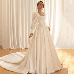 Eightree Sexy Wedding Dresses White Satin 2022 Bride Dress 2 Pieces A-Line Floor Length Princess Wedding Evening Gowns Plus Size