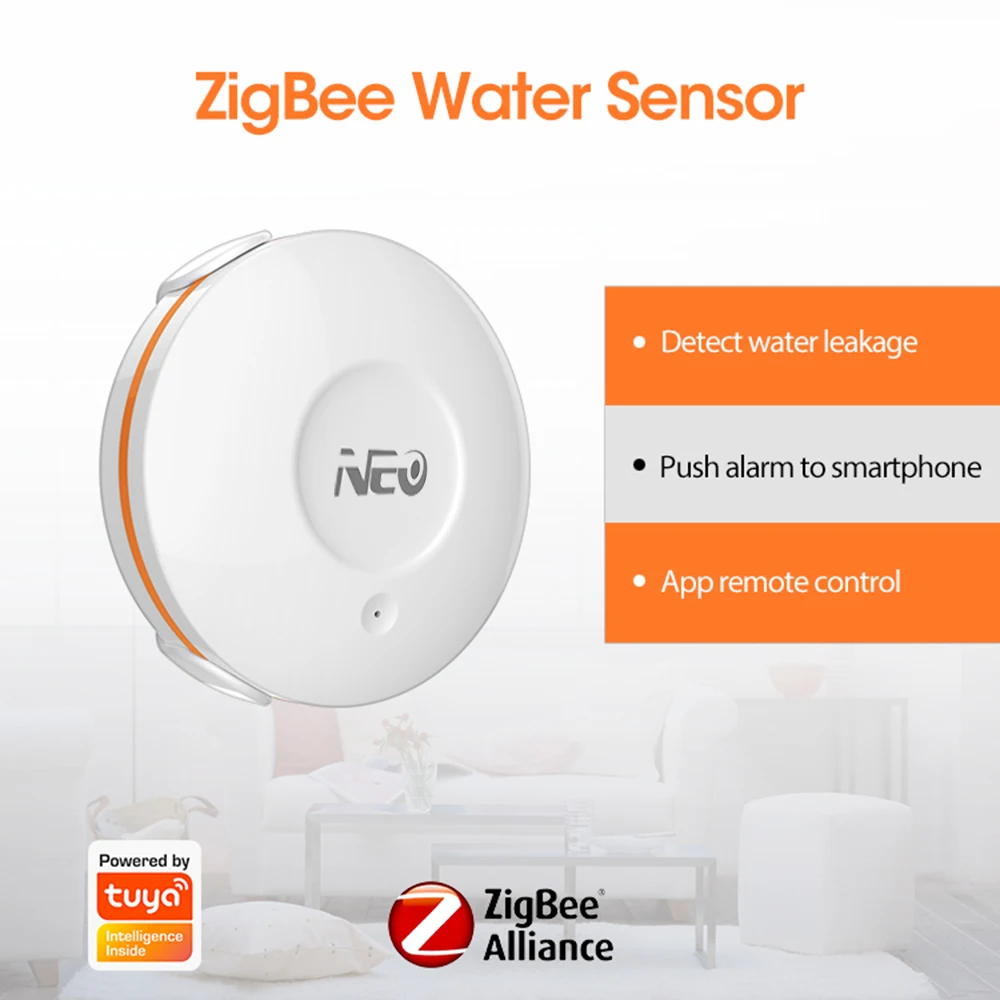 NEO Tuya ZigBee Smart Home Water Leak Sensor Wireless Flooding Detector