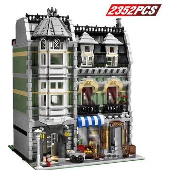 

Creator Expert Building Blocks Technic Architecture Designer City Town Green Grocery Store Building Creators Toys for Adult