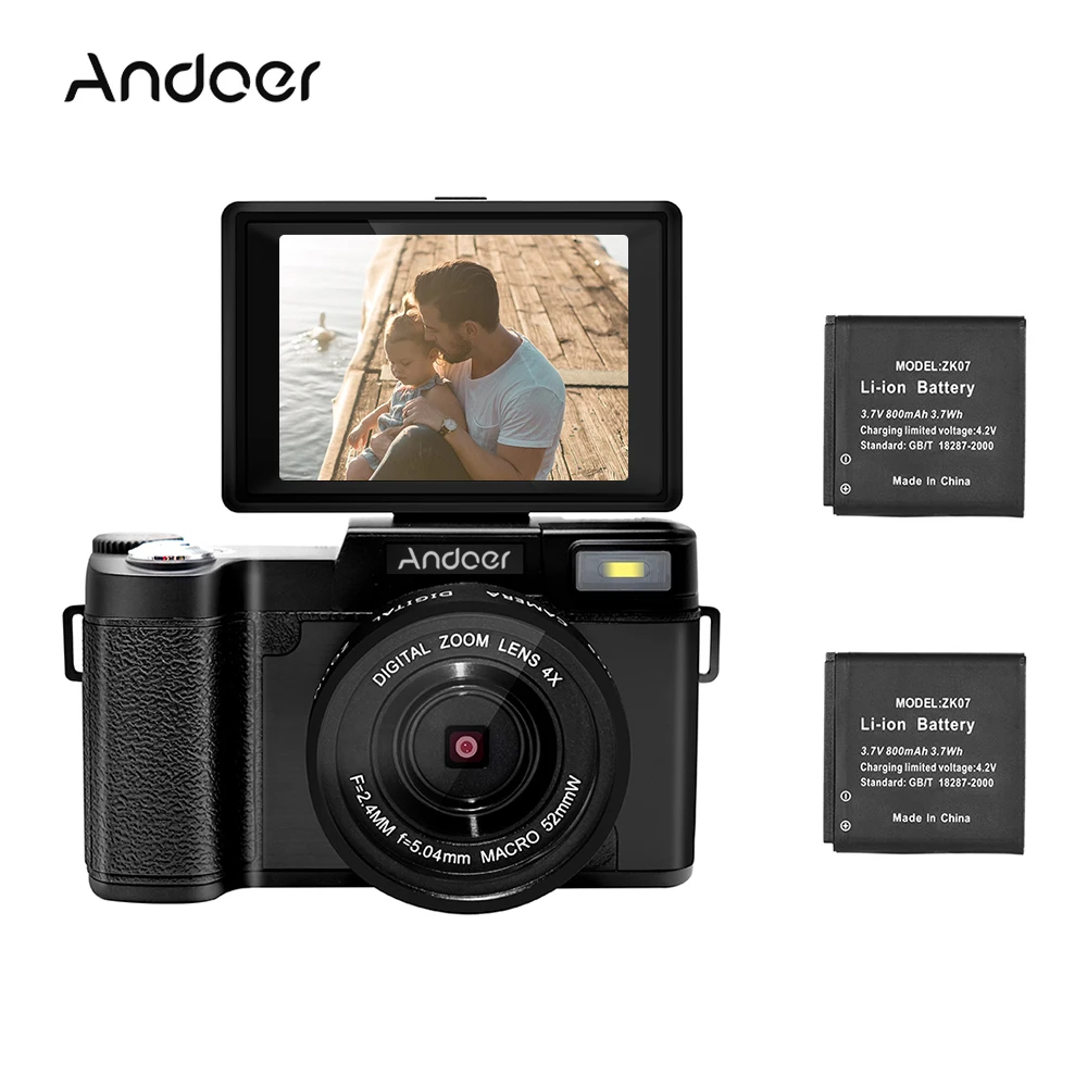 Andoer R1 1080P Цифровая камера 15fps Full HD 24MP 4X цифровая зум видеокамера выдвижной фонарик с УФ-фильтром 4k видеокамера