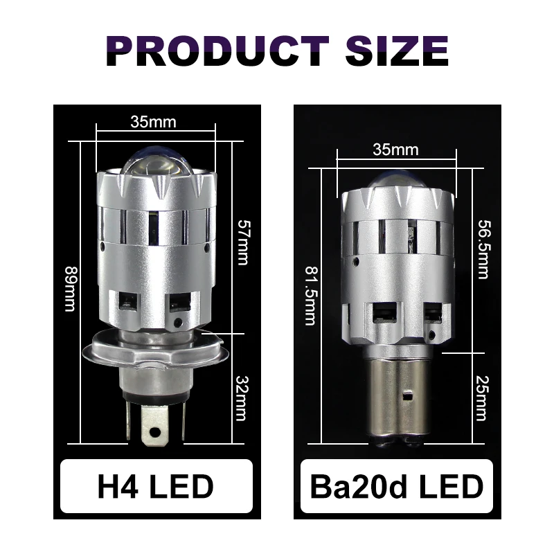 Мотоцикл Led H4 H6 BA20D лампы для фар Мини Bi LED объектив Moto 4800LM Hi Lo лампа Скутер ATV